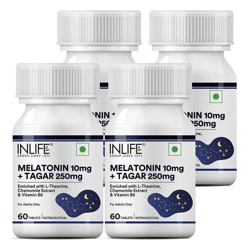 Inlife Melatonin (10mg) with Tagar (250mg)| 60 Vegetarian Tablets