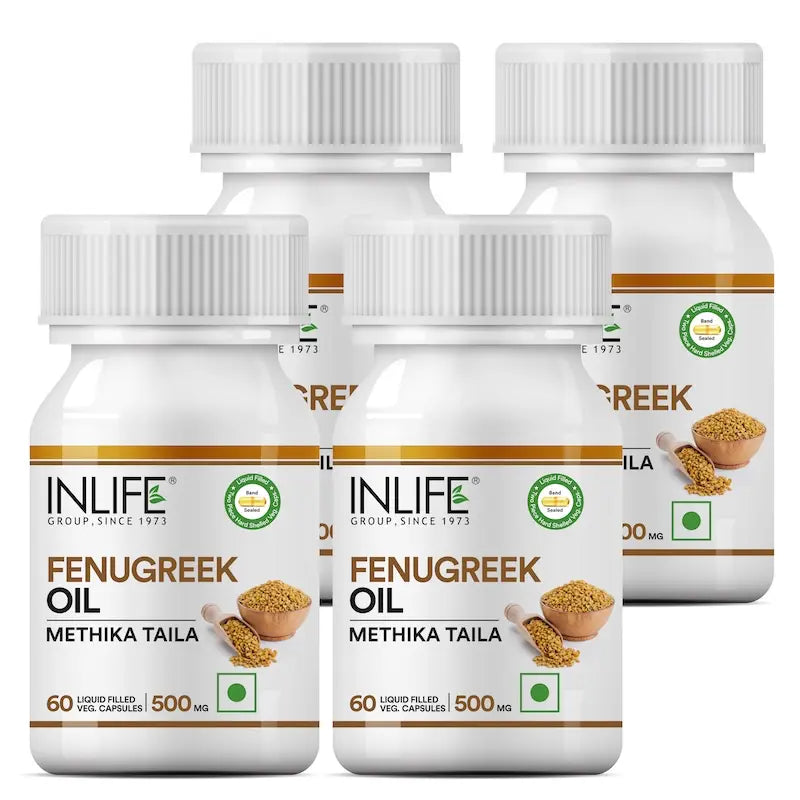 Inlife Fenugreek Oil Supplement | 500mg | Veg. Capsules - 10
