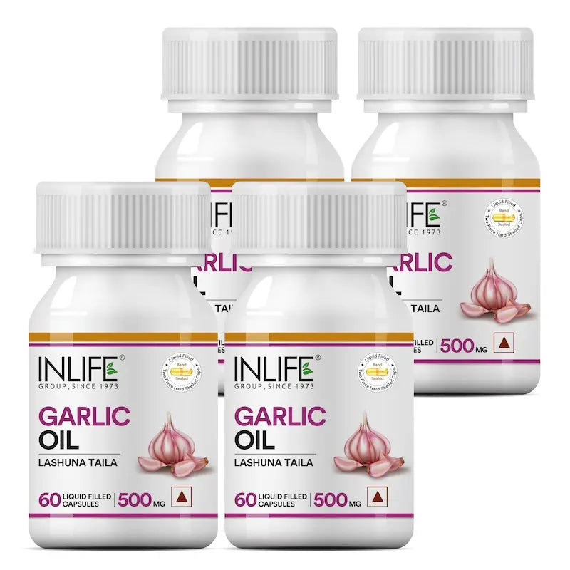 Inlife Garlic Oil Supplement | 500mg | Liquid Filled Capsules - 10