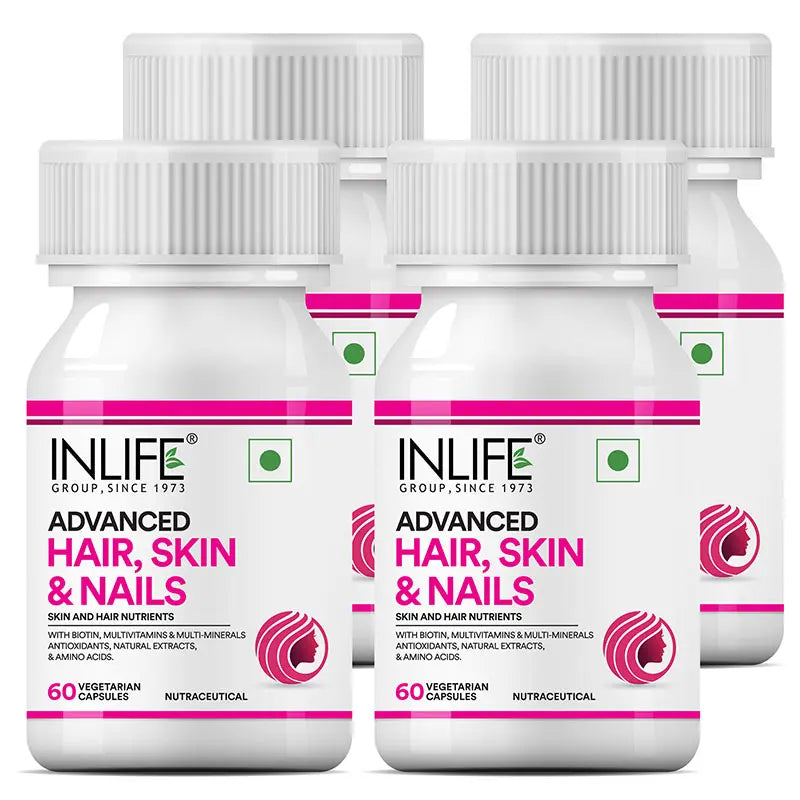 Inlife Advanced Hair, Skin & Nails Supplement | 60 Veg. Capsules