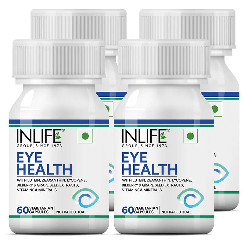 Inlife Eye Health Supplement with Bilberry, Zeaxanthin | Veg. Capsules - 10