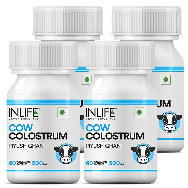 Inlife Cow Colostrum Supplement, 500mg | Veg. Capsules - 8