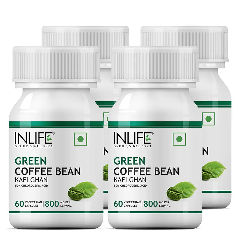Inlife Green Coffee Bean Extract Supplement | 800mg / serving | Veg. Capsules - 7