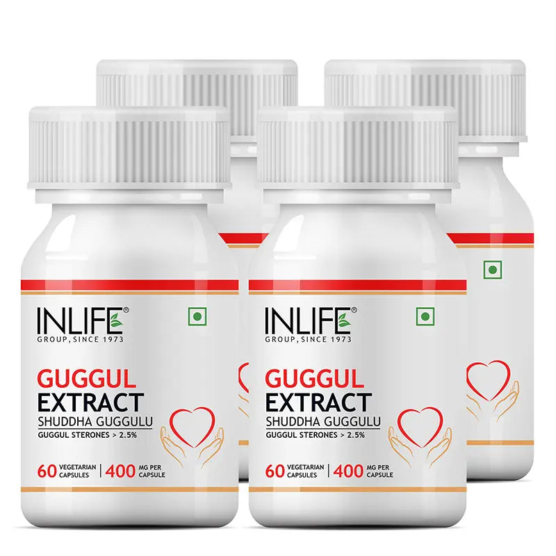 Inlife Guggul Extract Supplement (Guggul Sterones 2.5%) |400 mg |60 Veg. Capsules