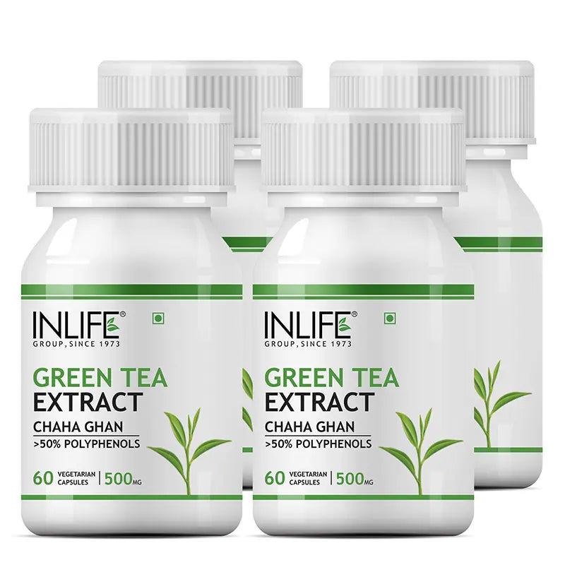 Inlife Green Tea Extract Supplement | 500 mg | 60 Veg. Capsules