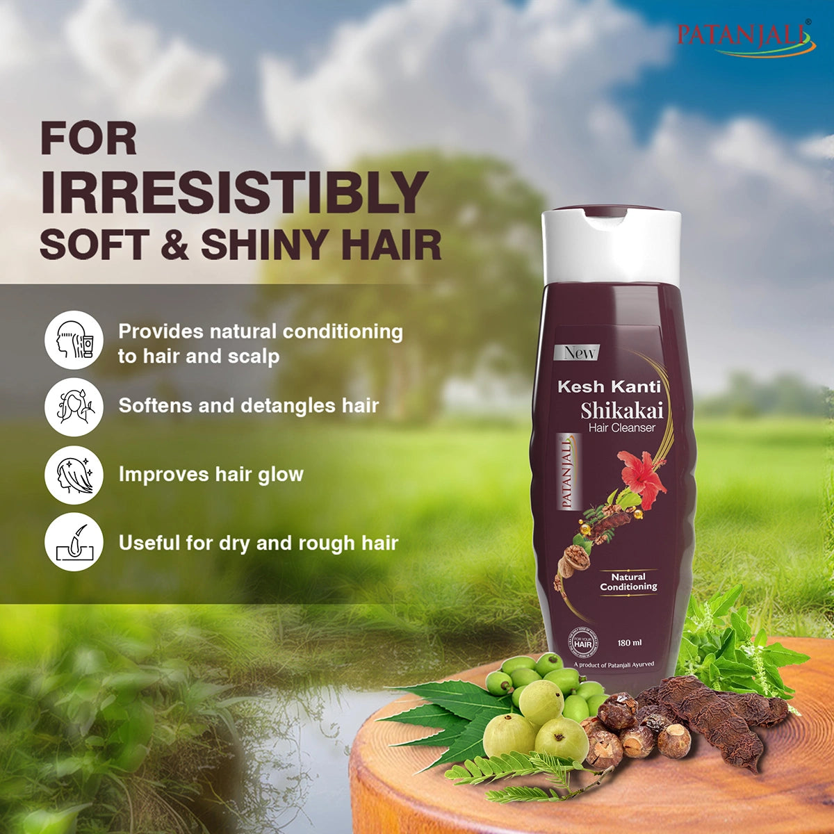Patanjali Kesh Kanti Shikakai Shampoo 180ml