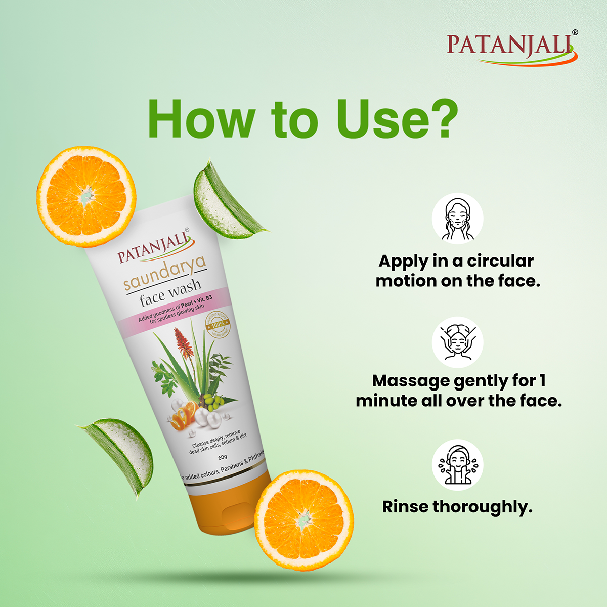 Patanjali Saundarya Herbal Face Wash 60g