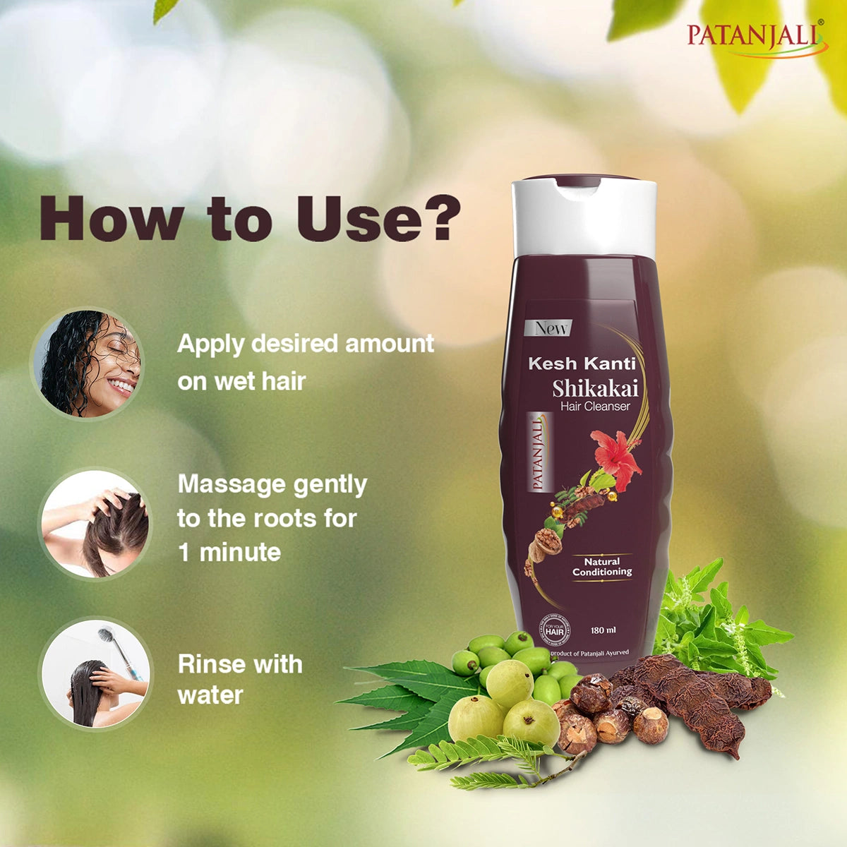 Patanjali Kesh Kanti Shikakai Shampoo 180ml