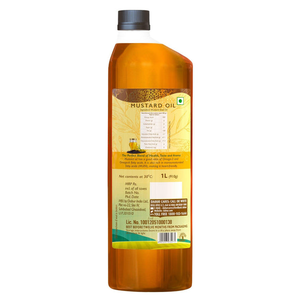 Dabur Cold Pressed Mustard Oil | Rich in Omega 3 & 6 | Healthy, Pure & Flavorful Cooking Oil 1L