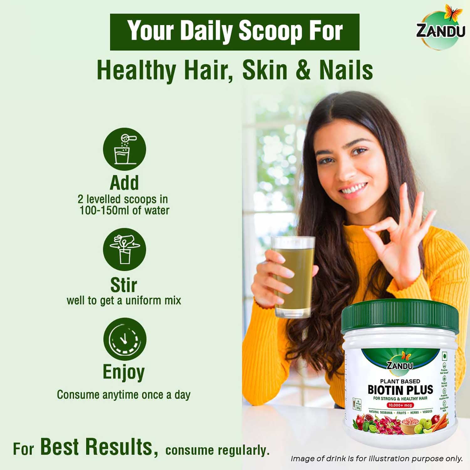 Zandu Plant Based Biotin Plus Powder (200g)