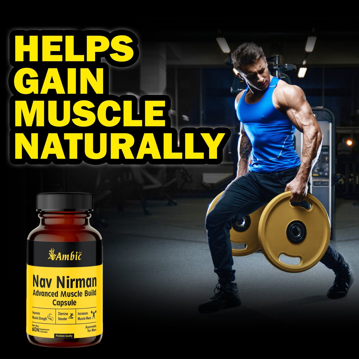 Nav Nirman Advanced Muscle Build Capsule for Natural Muscle Gain | Ayurvedic Weight Gain Capsules 