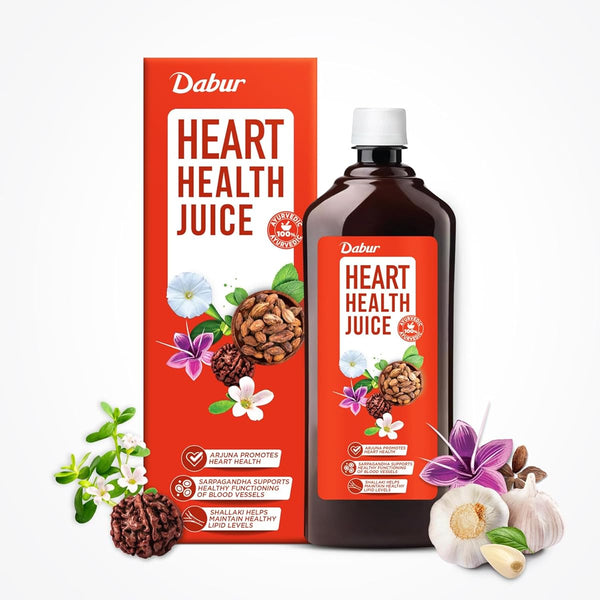 Dabur Heart Health Juice | Eneriched with 10+ Ayurvedic Herbs | No Artificial Colors, Flavours & Added Sugars 1L