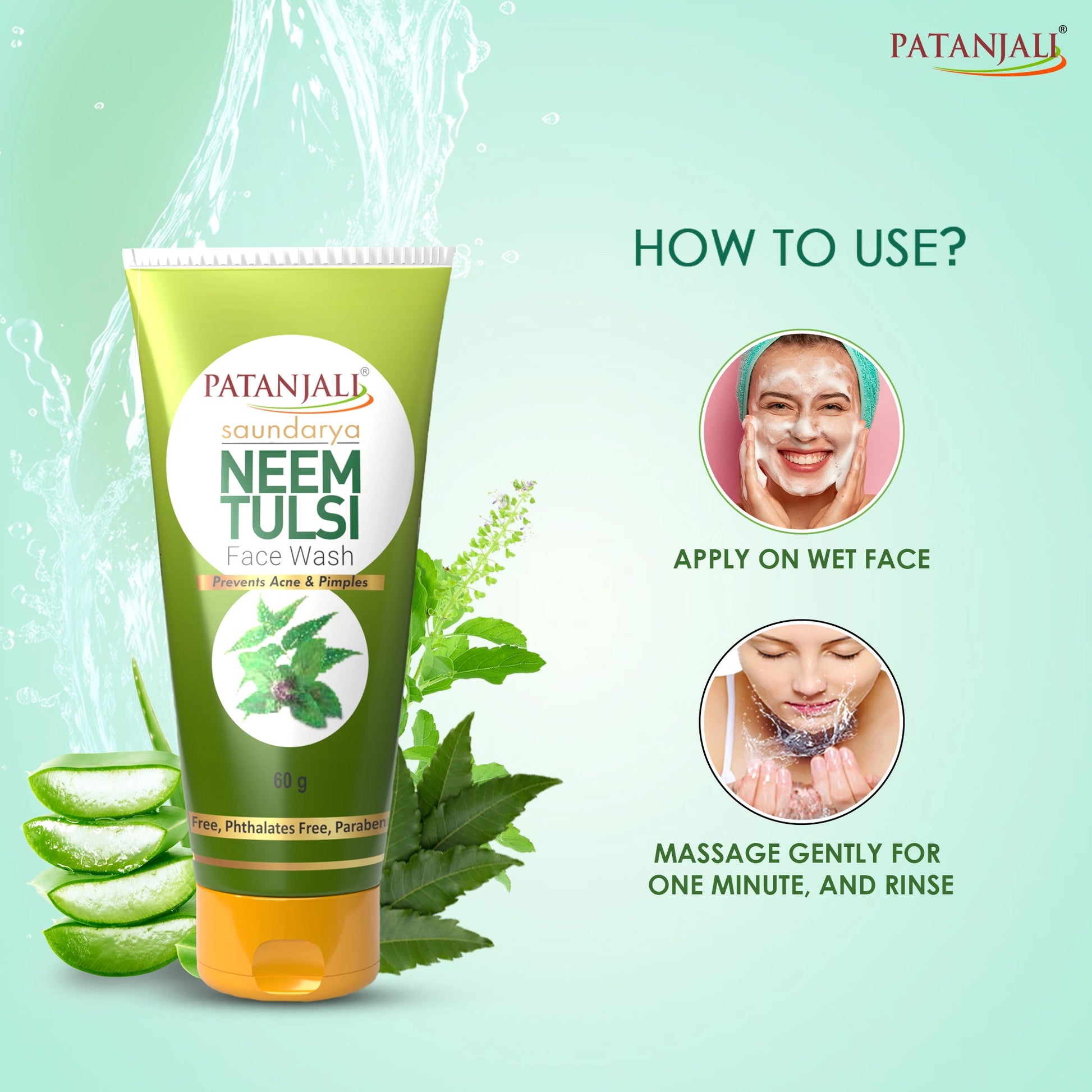 Patanjali Neem-Tulsi Herbal Face Wash 60g