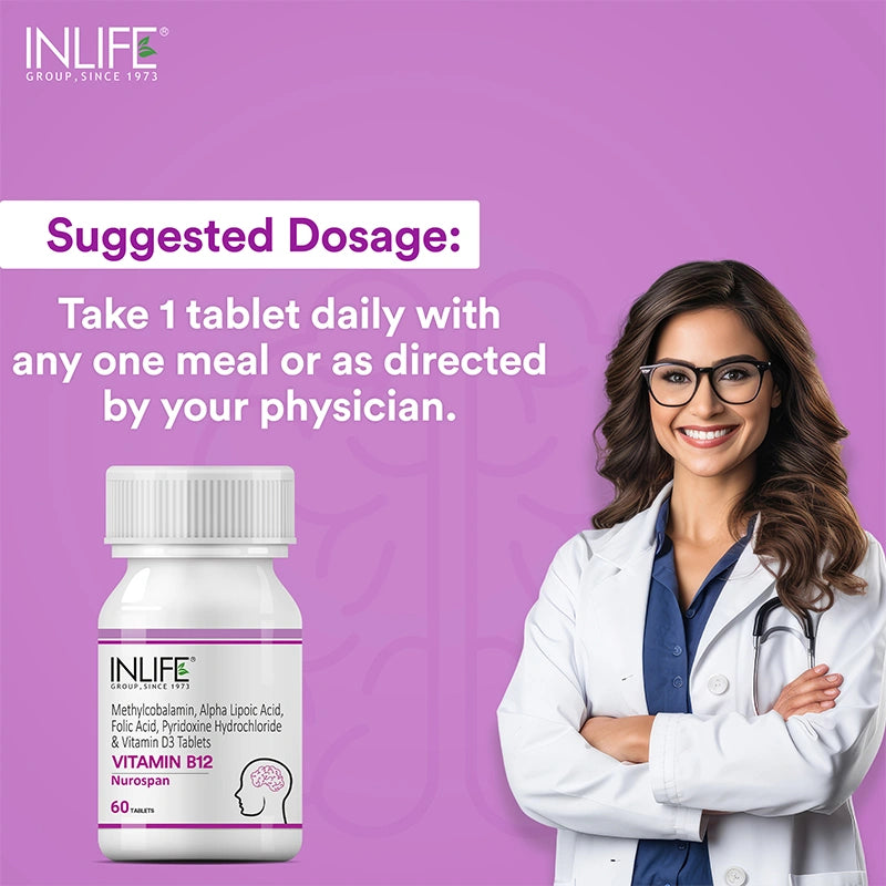 Inlife Vitamin B12, D3 5000 IU & Magnesium Glycinate Combo | Supports Bone & Nerve Health