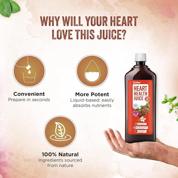 Dabur Heart Health Juice | Eneriched with 10+ Ayurvedic Herbs | No Artificial Colors, Flavours & Added Sugars