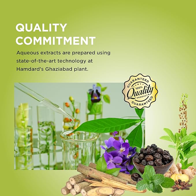 Aqueous extracts preparation with plants and flowers on a green background, featuring a 'Guaranteed Quality' badge.