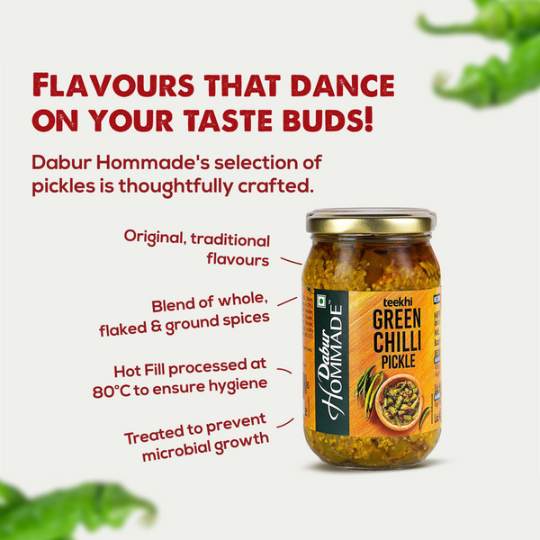 Dabur Hommade Green Chilli Pickle 400g (Pack Of 2)