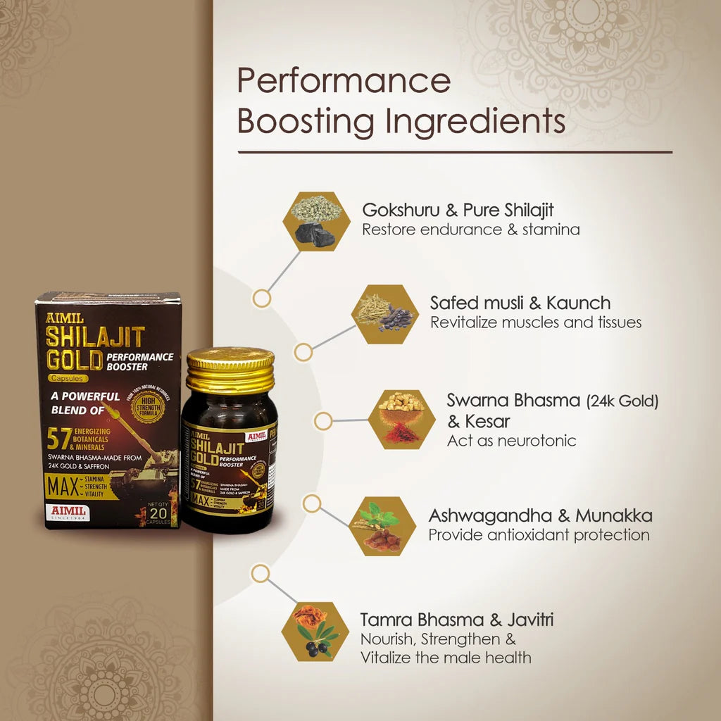 Aimil Shilajit Gold Capsules Performance Booster 20 Capsules