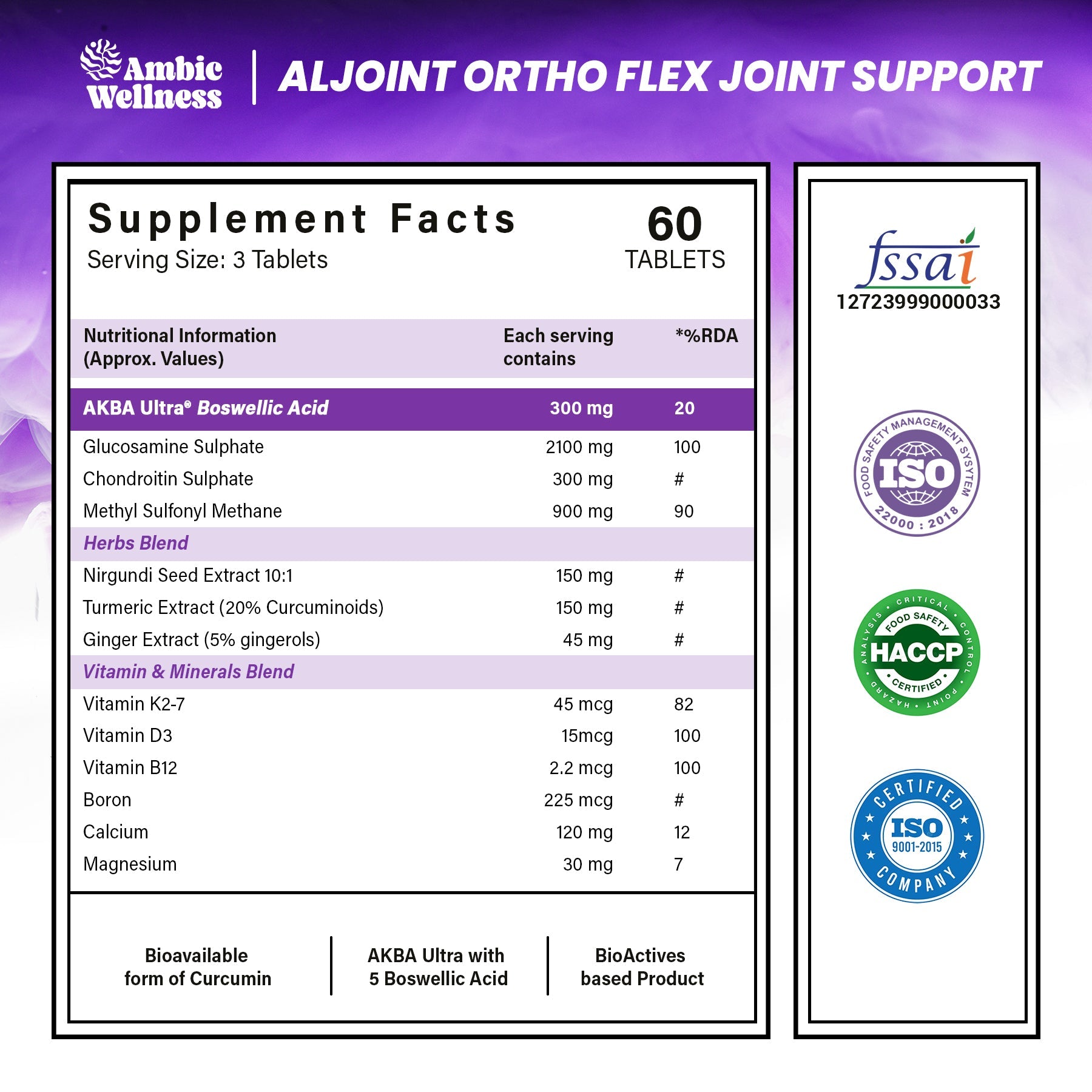 Ambic Wellness Aljoint Ortho Flex Joint Support Supplement 60 Tablet
