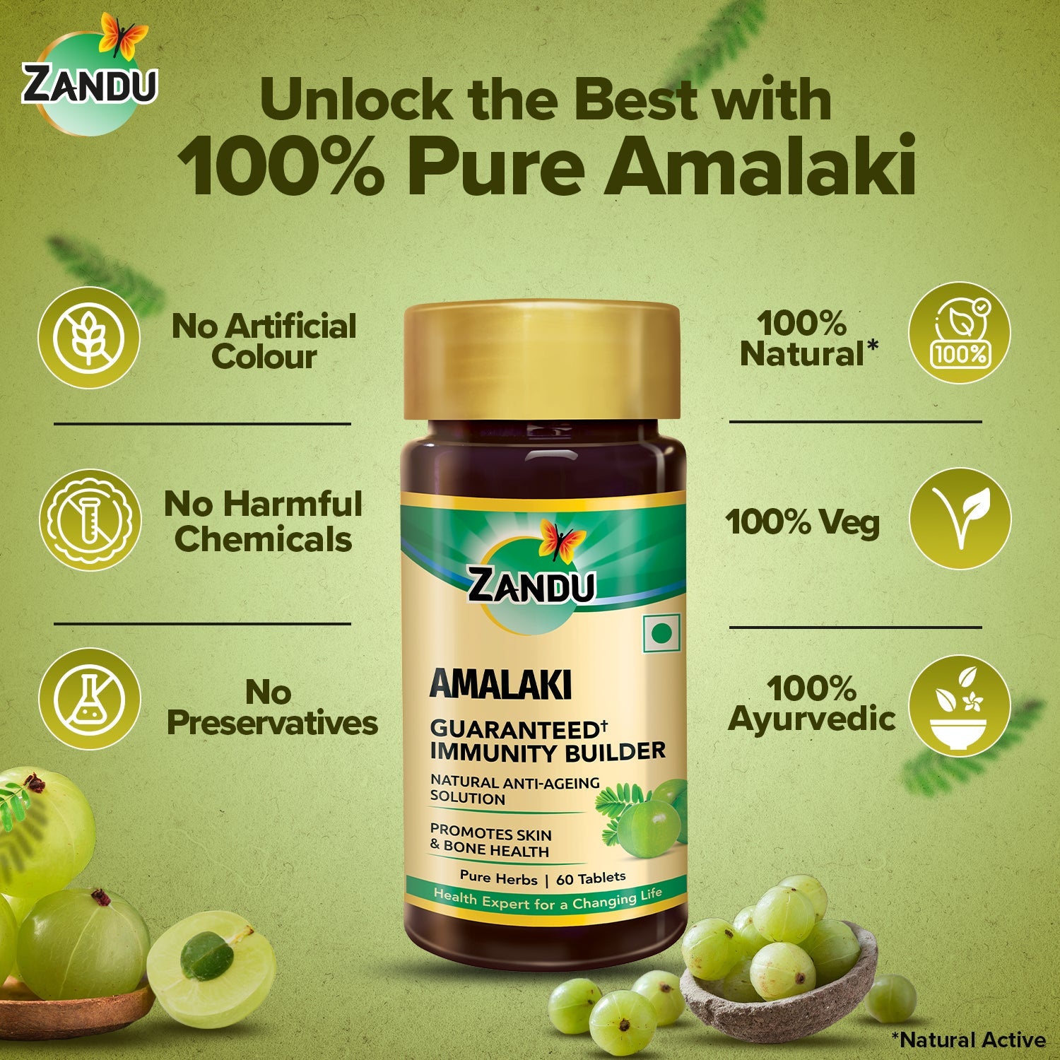 Zandu Pure Amla (Amalaki) 60 Tablets