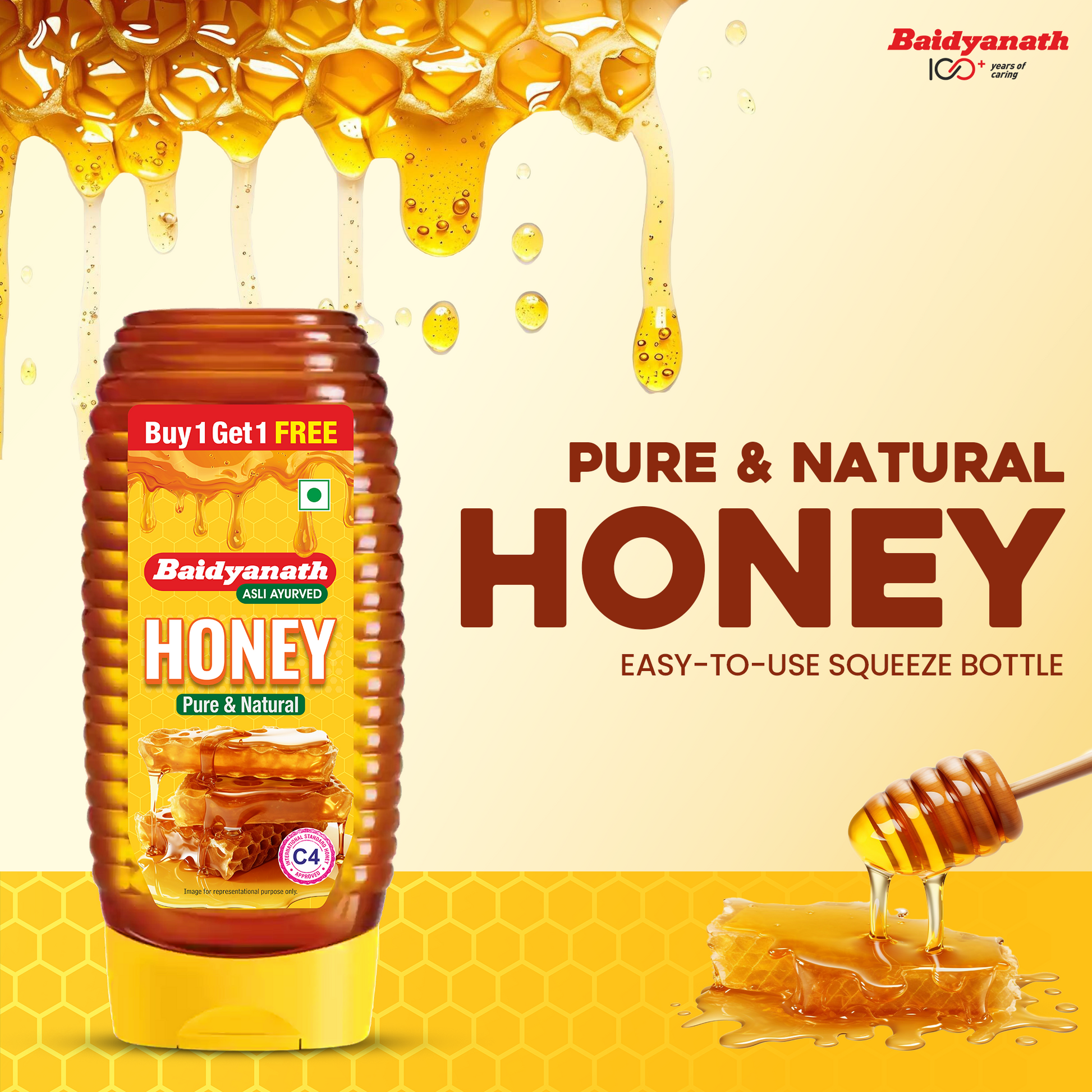 Baidyanath Squeeze Honey in Easy Squeeze Bottle for Healthy Sweetening 250g