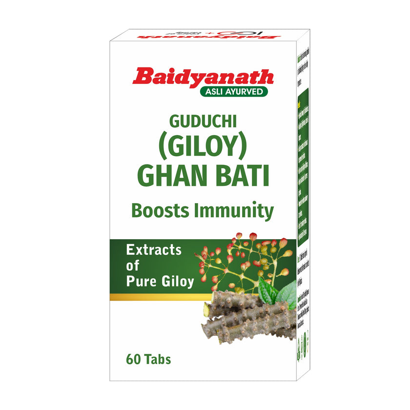 Baidyanath Guduchi Ghan Bati – Ayurvedic Immunity Booster Supports Respiratory & Liver Health 250 mg – 60 Tablets