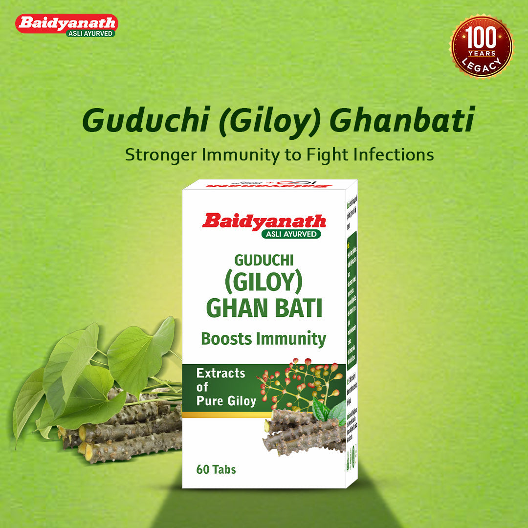 Baidyanath Guduchi Ghan Bati – Ayurvedic Immunity Booster Supports Respiratory & Liver Health 250 mg – 60 Tablets