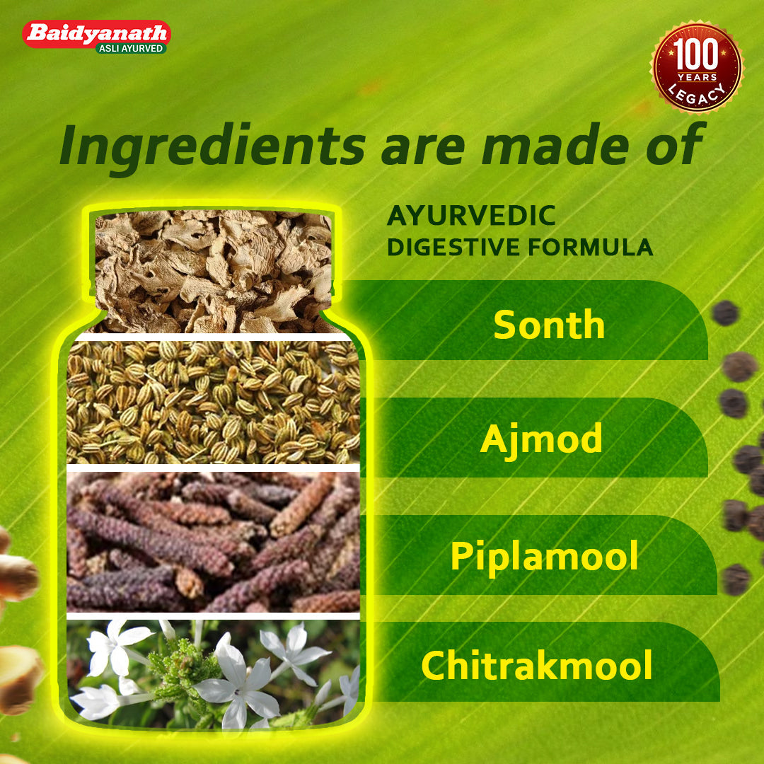 Baidyanath Chitrakadi Bati – Ayurvedic Digestive Tonic Helps Relieve Gas, Acidity & Indigestion - 80 Tablets