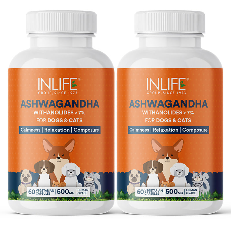 Inlife Ashwagandha for Pets, Dogs & Cats | 500mg | Veg. Capsules - 9