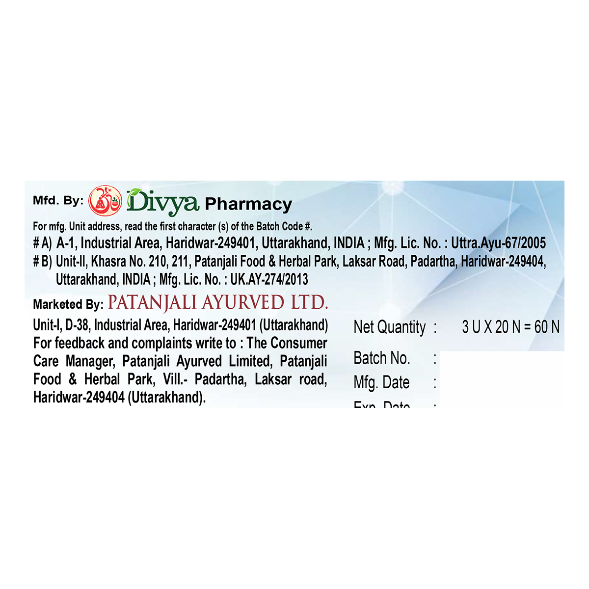 Divya Aurogrit 60 Tablet