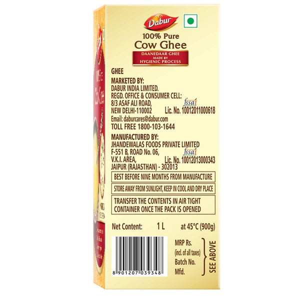 Dabur Pure Daanedaar Cow Ghee With Rich Aroma 1L