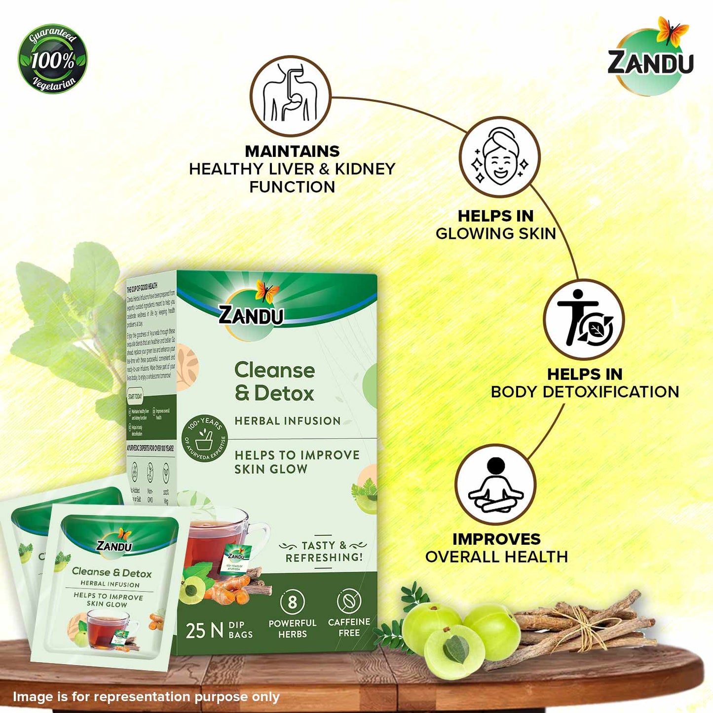 Zandu Cleanse & Detox Tea - Natural Body Detox 25 Teabags (Pack Of 2)