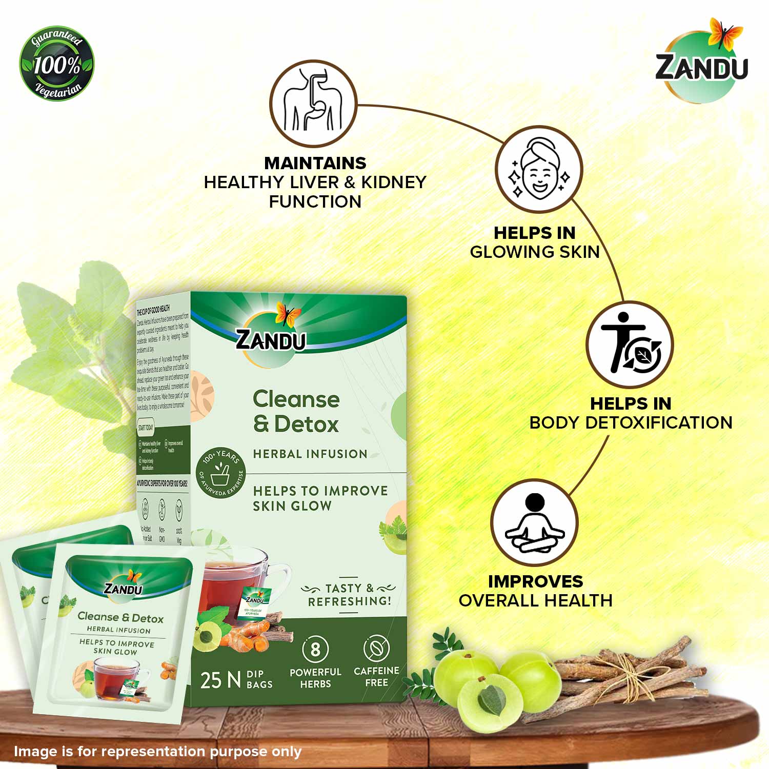 Zandu Cleanse & Detox Tea - Natural Body Detox 25 Teabags (Pack Of 2)