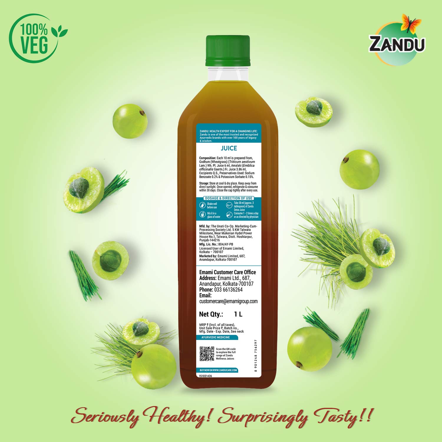 Zandu Full Body Detox Juice (Wheatgrass & Amla)