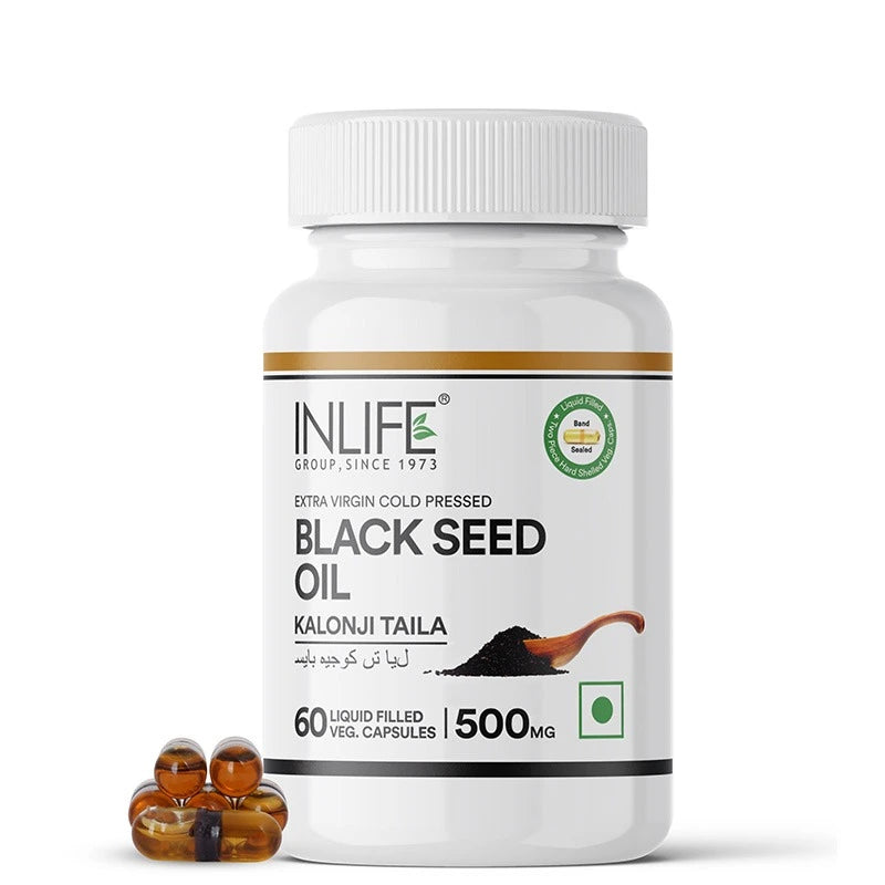 Inlife Black Seed Oil Supplement | Kalonji Oil Capsules | 500mg | 60 Veg. Capsules