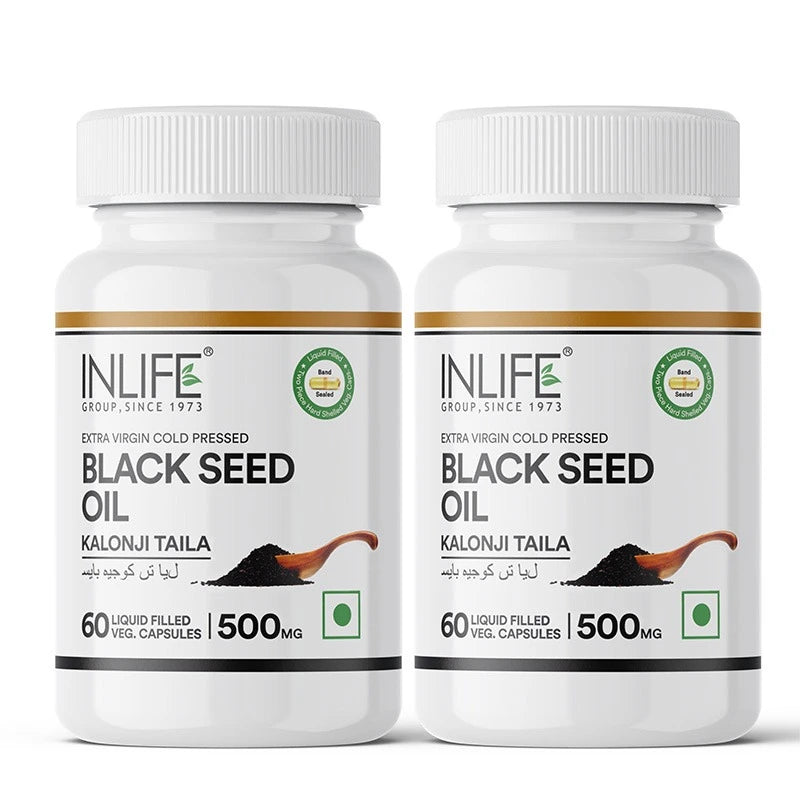 Inlife Black Seed Oil Supplement | Kalonji Oil Capsules | 500mg | 60 Veg. Capsules
