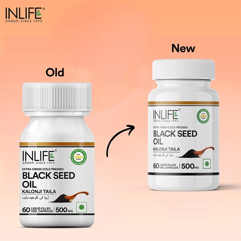 Inlife Black Seed Oil Supplement | Kalonji Oil Capsules | 500mg | Veg. Capsules - 6