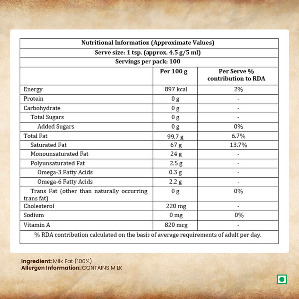Dabur A2 Cow Ghee | Rich in Vitamin A & Antioxidant | Bilona method | Helps balance Vata & Pitta Dosha | Made from desi cows Milk
