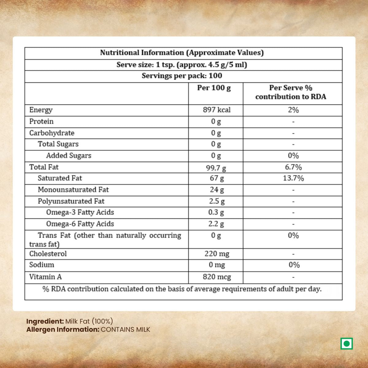 Dabur A2 Cow Ghee | Rich in Vitamin A & Antioxidant | Bilona method | Helps balance Vata & Pitta Dosha | Made from desi cows Milk