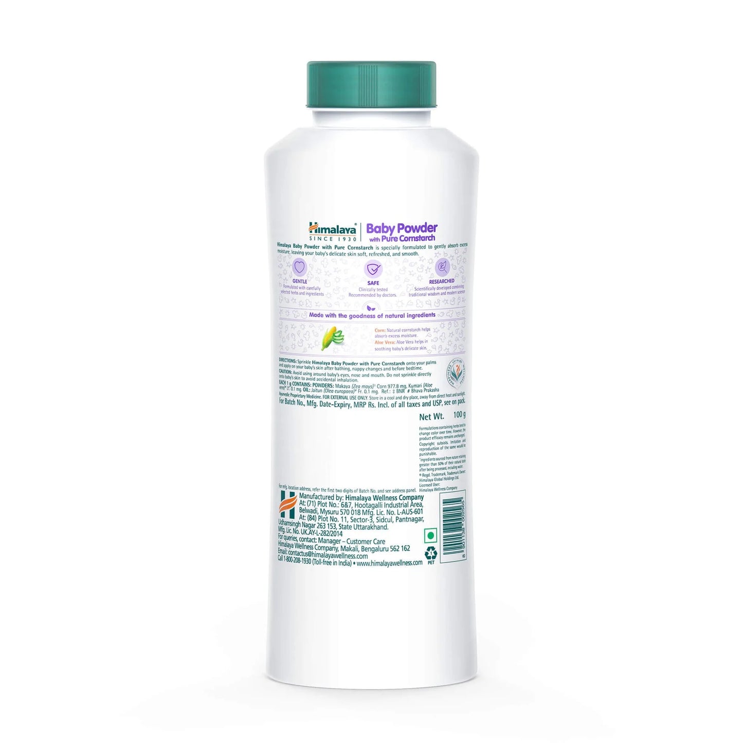 Natures Formula baby powder container with green lid on a white background