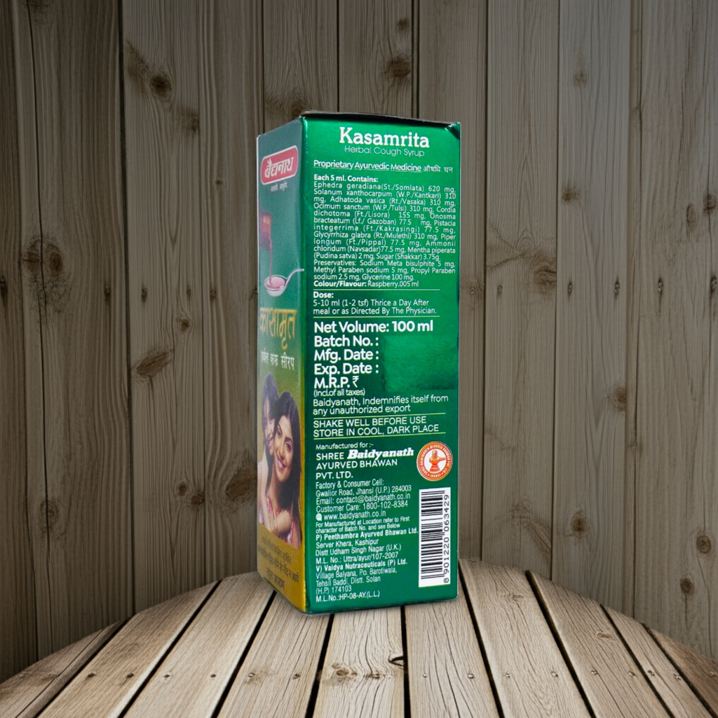 Baidyanath Kasamrit Herbal Cough Syrup 100ML Traditional Ayurvedic Blend