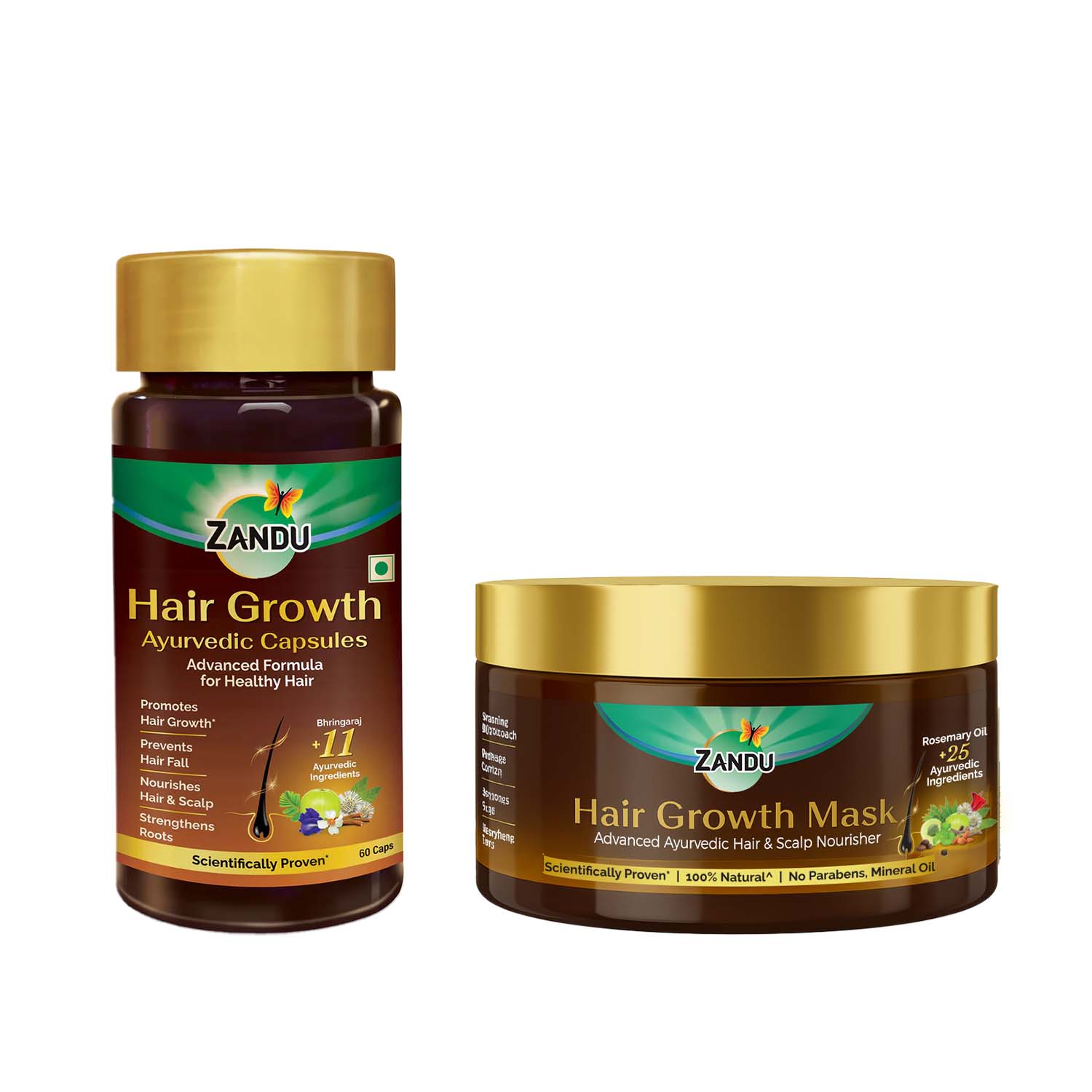 Zandu Hair Growth Ayurvedic Capsules & Mask Combo