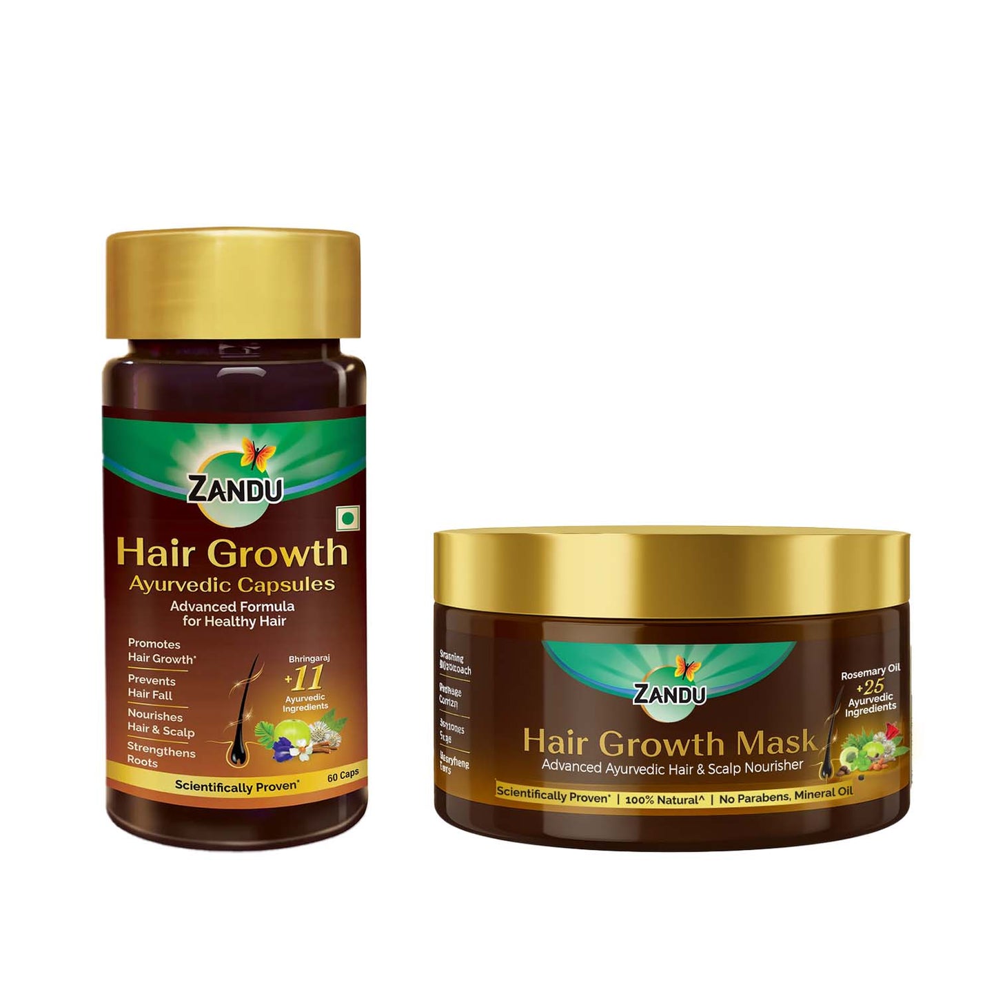 Zandu Hair Growth Ayurvedic Capsules & Mask Combo