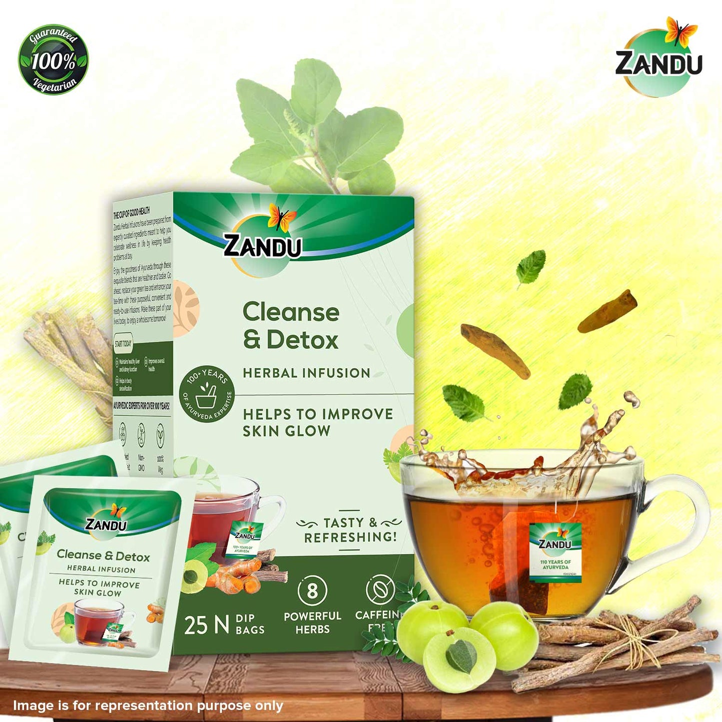 Zandu Cleanse & Detox Tea - Natural Body Detox 25 Teabags (Pack Of 2)