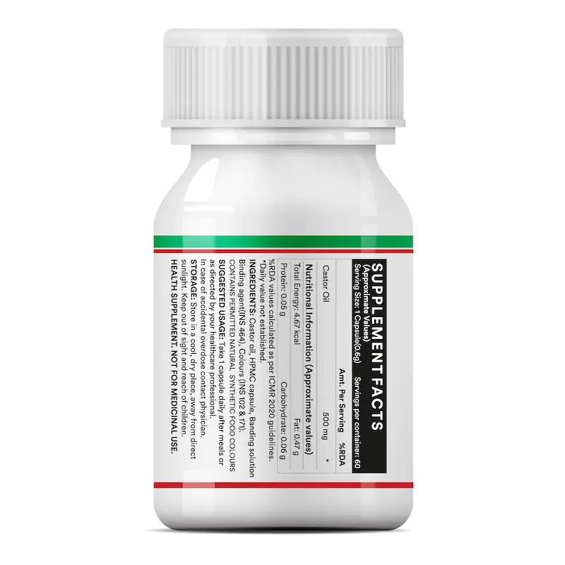 Inlife Castor Oil Supplement | 500mg | Veg. Capsules - 8