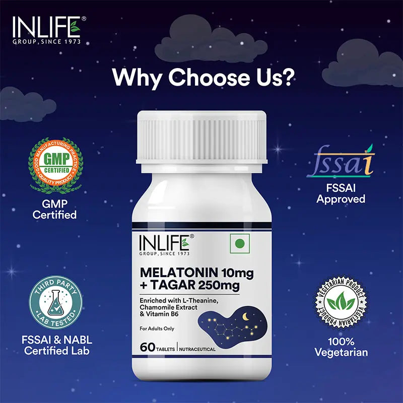 Inlife Melatonin (10mg) with Tagar (250mg)| Vegetarian Tablets - 5