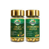 Zandu Shilajit Gold Plus (60 Caps) + Ashwa Gandha Gold Plus (60 Caps) Combo