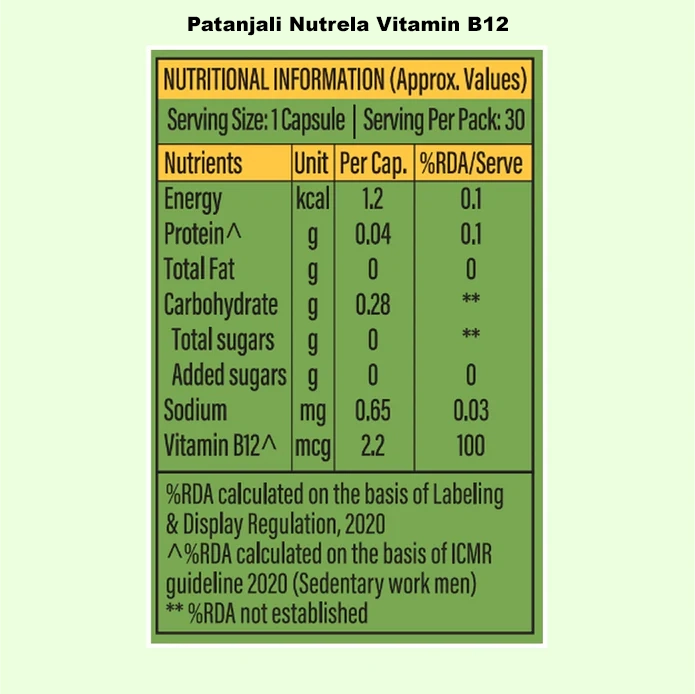 Combo Patanjali Nutrela Vitamin D2K + B12 (60N+30) Capsules