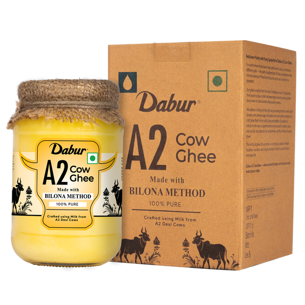 Dabur A2 Cow Ghee | Rich in Vitamin A & Antioxidant | Bilona method | Helps balance Vata & Pitta Dosha | Made from desi cows Milk 500ml
