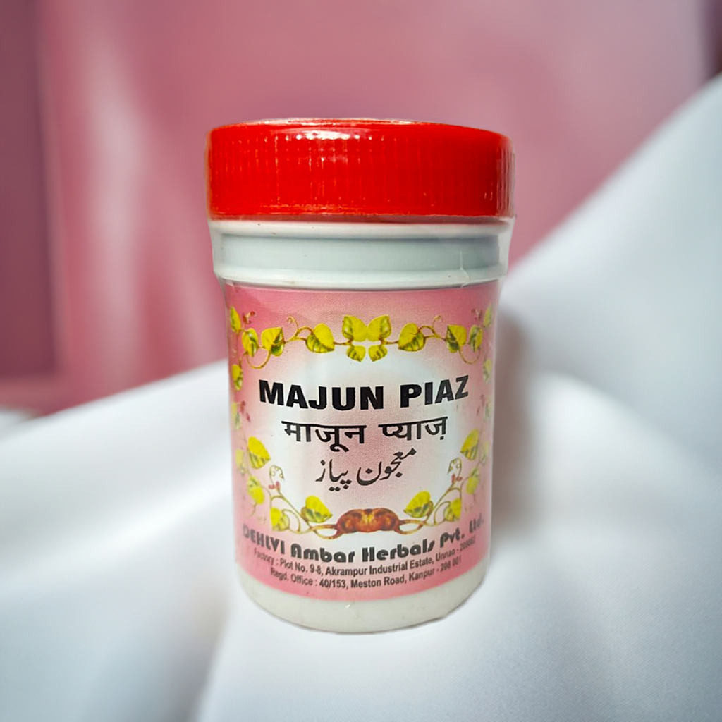 Dehlvi Majun Piaz is a traditional Unani herbal paste for mens vitality and general wellness made with onion ginger turnip and other natural ingredients